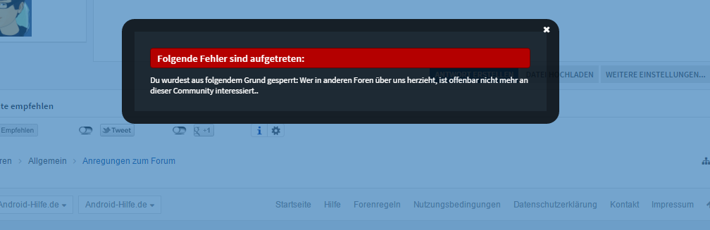 Android-Hilfe.de: Sperre bei negativen Äußerungen