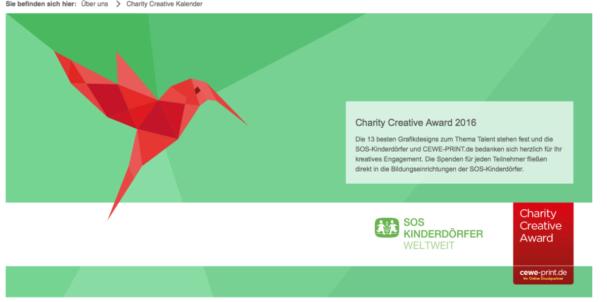Hinweis: CEWE-PRINT mit Charity Creative Kalender